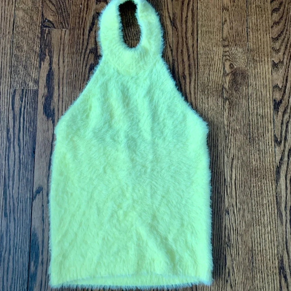 Yellow Halter, Furry open back - Picture 2 of 3
